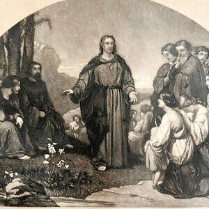 Jesus Christ Parable Of The Lily Engraving 1859 Victorian Religious Art DWY5F